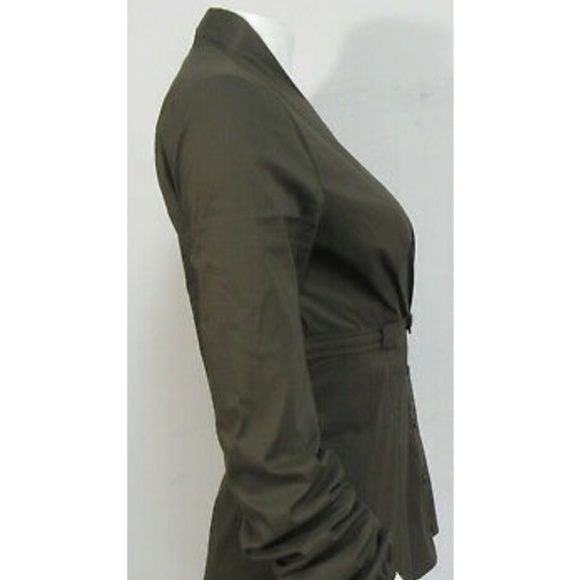 Gucci Womens Army Green V-Neck Cotton Blend Blouse - Picture 2 of 5